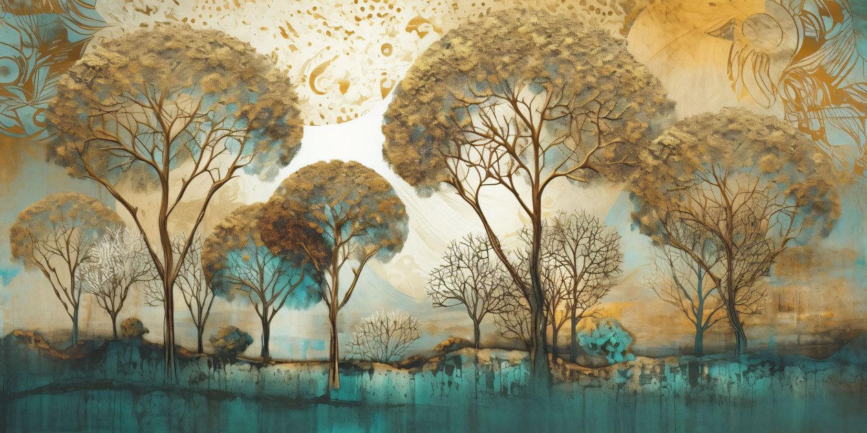 Surrealist Abstract in Soft Tones, Tree Landscape by F. Abderrahim