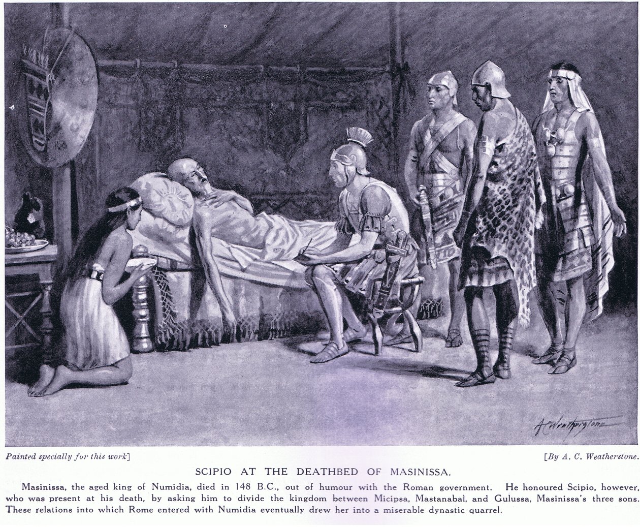 Scipio at the deathbed of Masinissa by A.C. Weatherstone