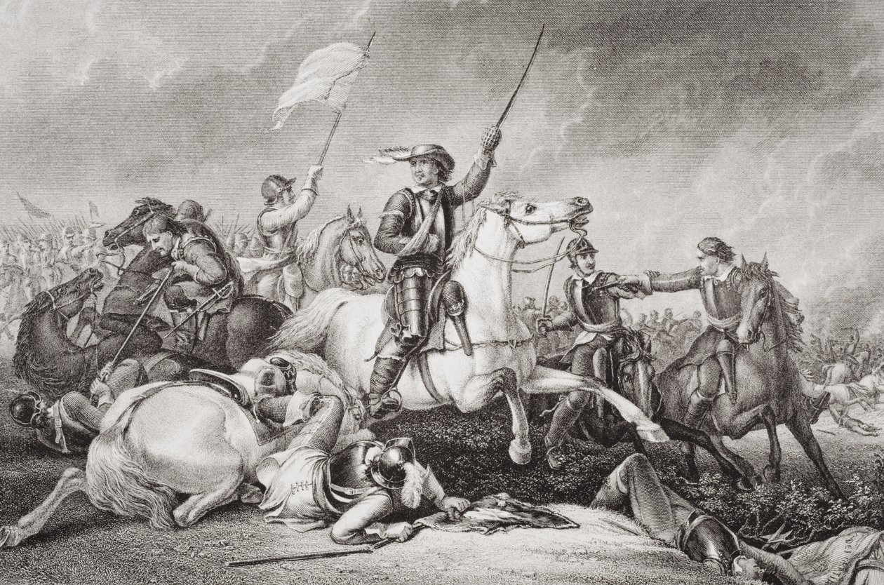 Cromwell Leading a Charge after Being Wounded in His Right Arm at the Battle of Marston Moor, July 2nd 1644, from 