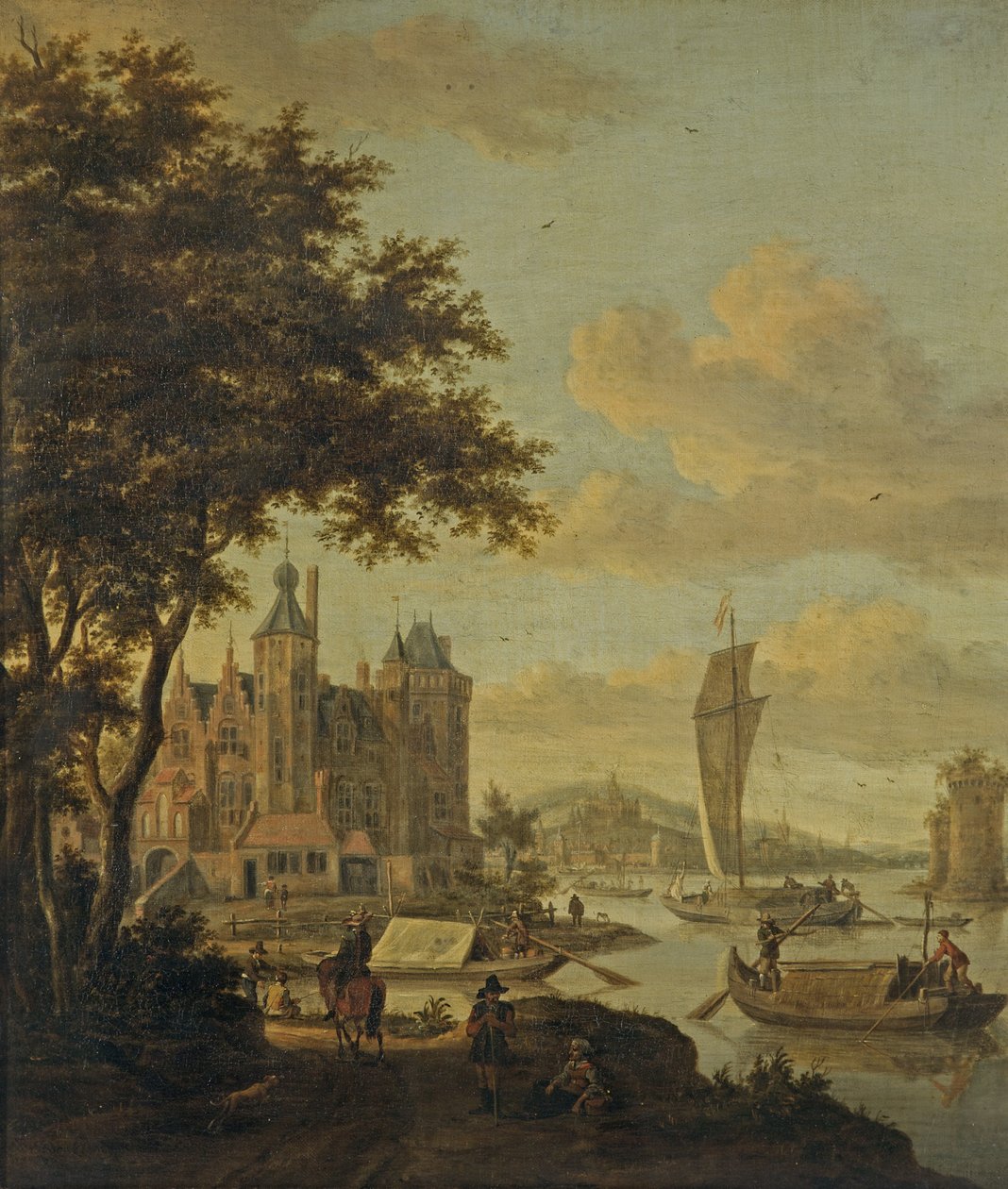 Dutch Beach Scene with Shipping by Abraham Storck