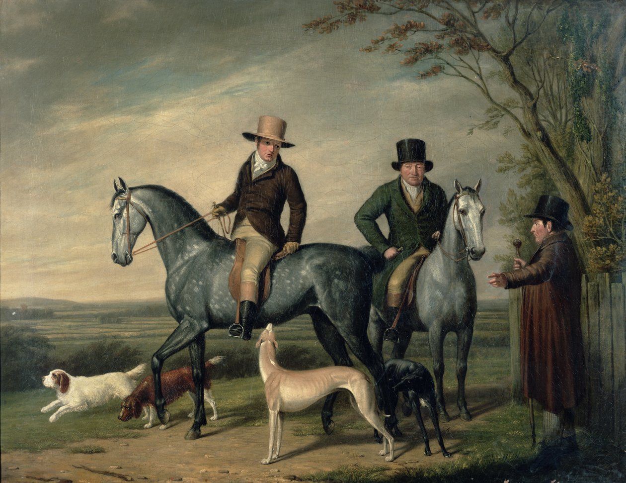 Two Gentlemen on Grey Hunters by Abraham Cooper