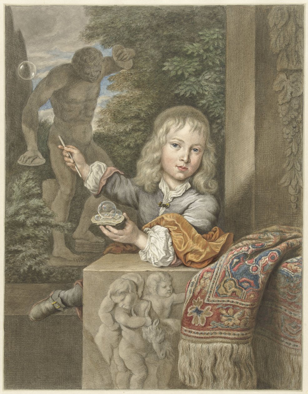 Boy Blowing Bubbles by Abraham Delfos