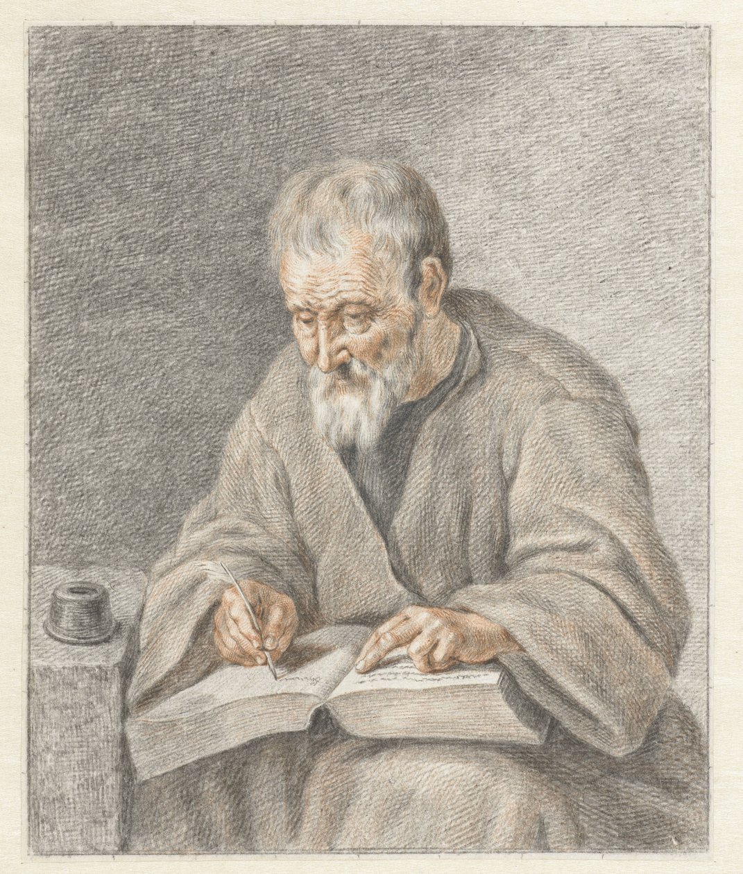 Old Man Writing in a Book by Abraham Delfos