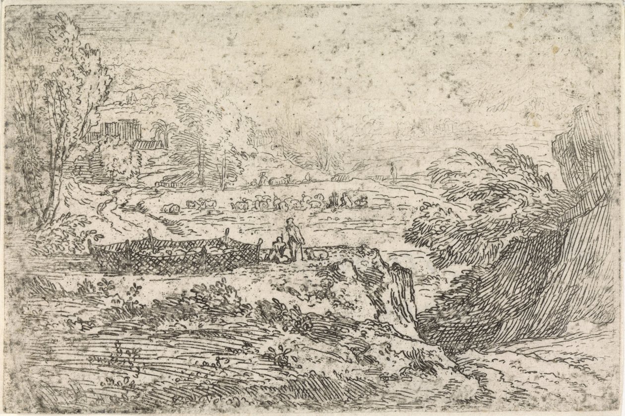 Landscape with Sheep by Abraham Genoels