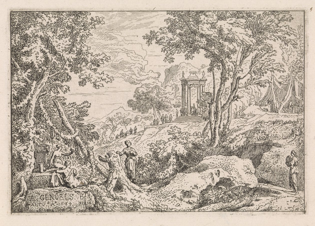 Landscape with Temple (series title: Classical Landscapes) by Abraham Genoels