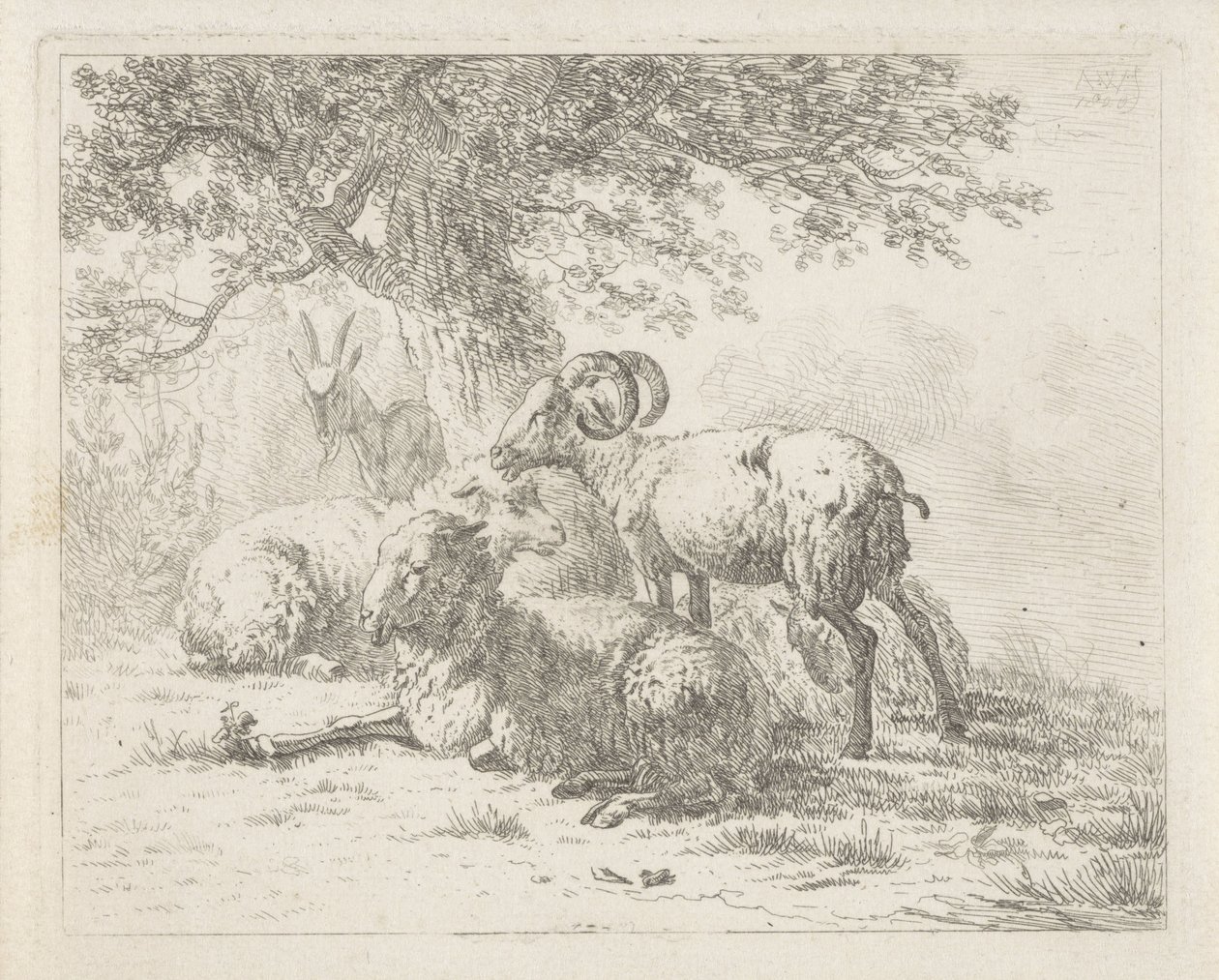 Sheep and a Goat by Abraham Hendrik Winter