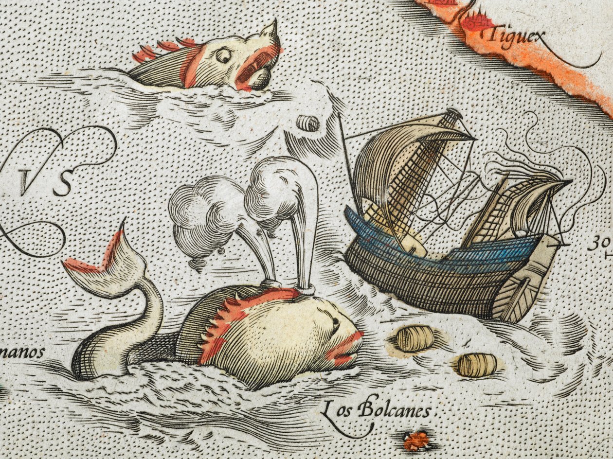 (Detail) Sea Monsters Attacking a Ship by Abraham Ortelius