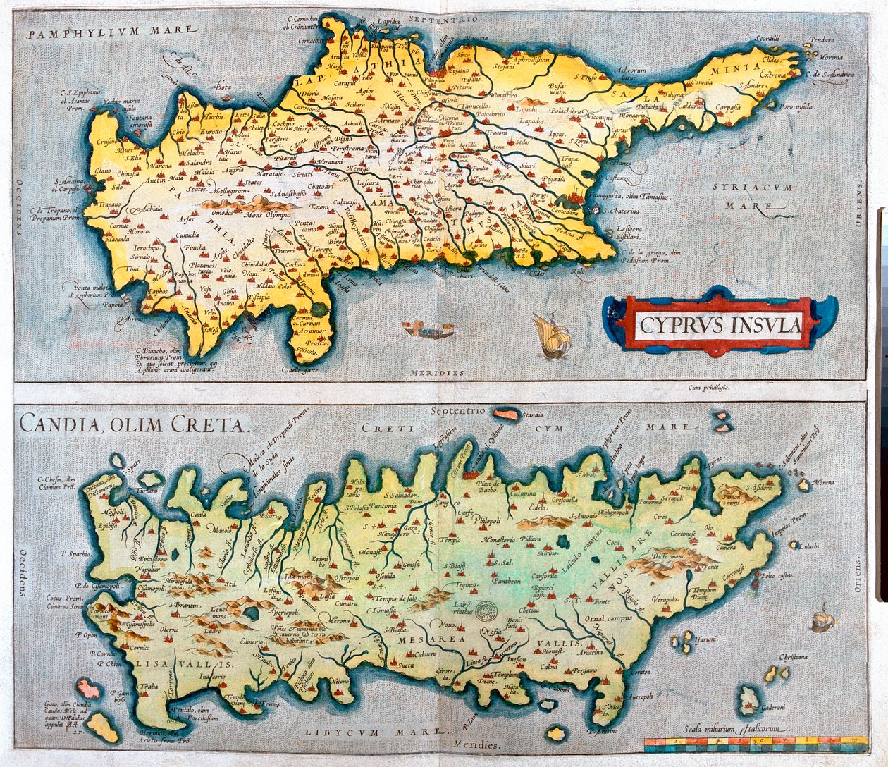 Cyprus, Crete, Greece by Abraham Ortelius