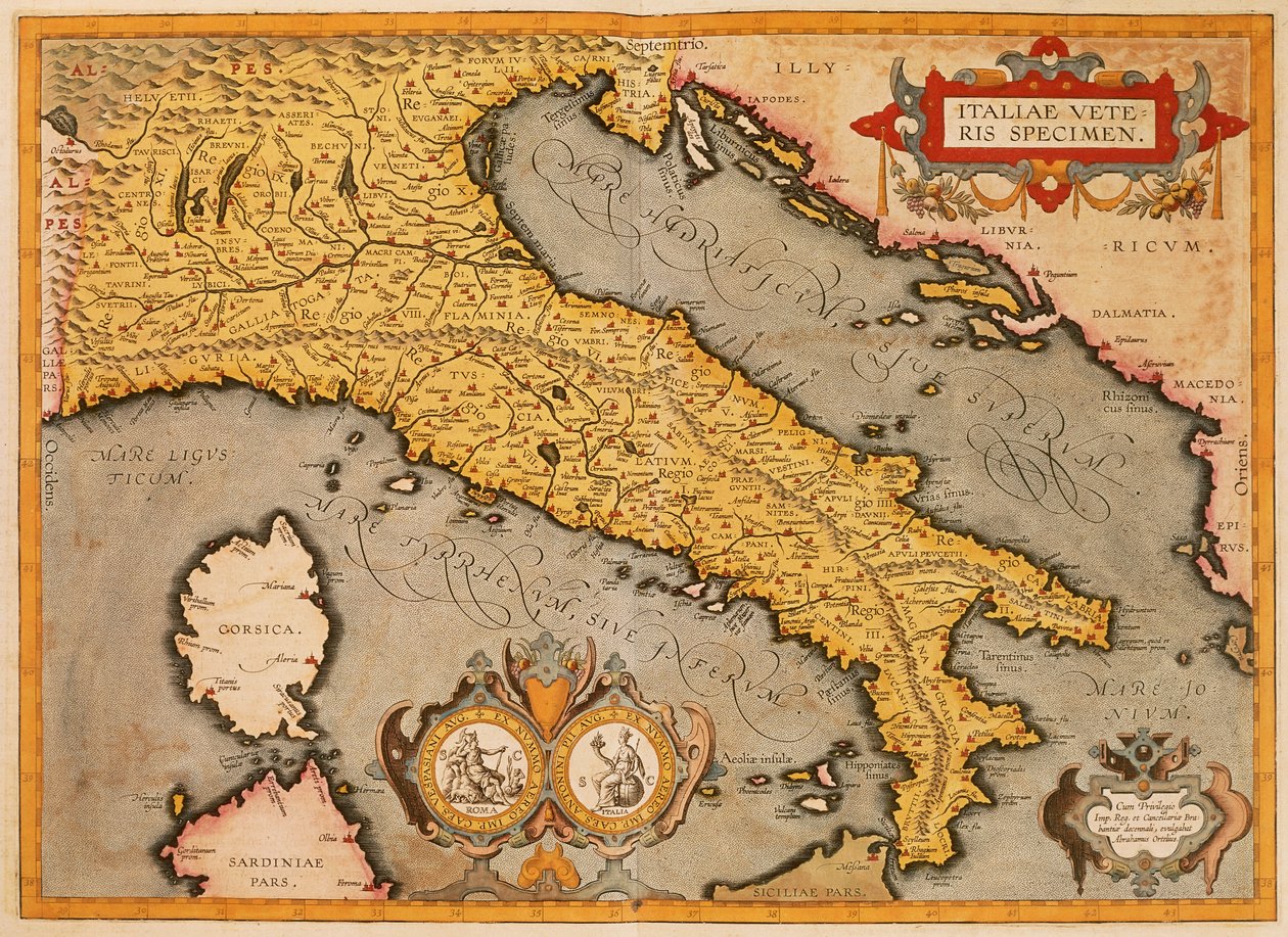 Map of Italy by Abraham Ortelius