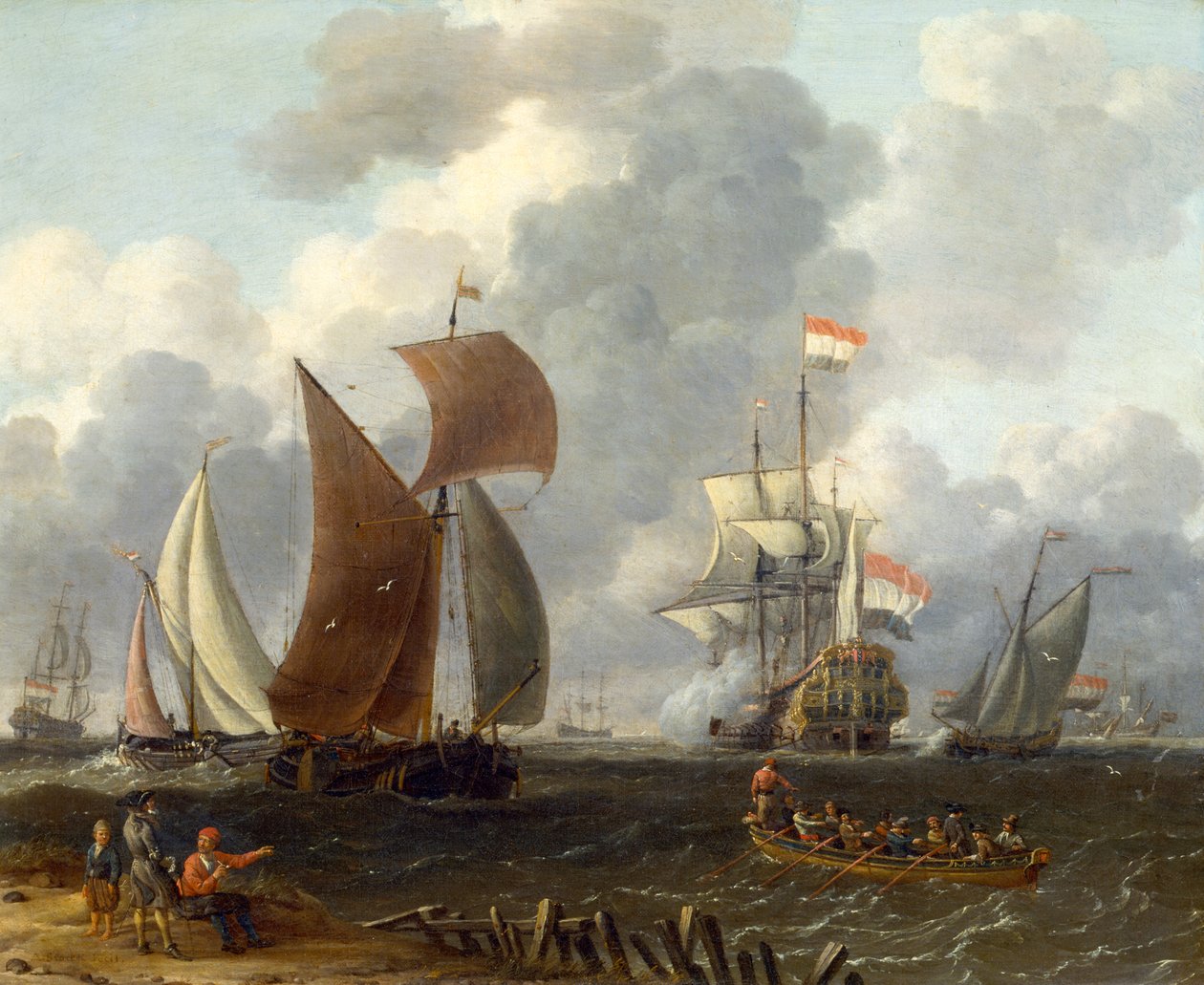 A Battle Offshore by Abraham Storck