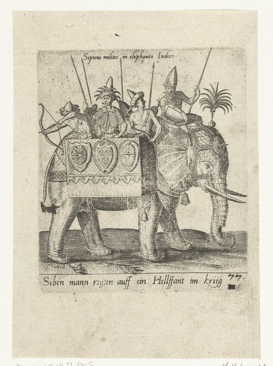 Indians on a War Elephant by Abraham de Bruyn (attributed to)