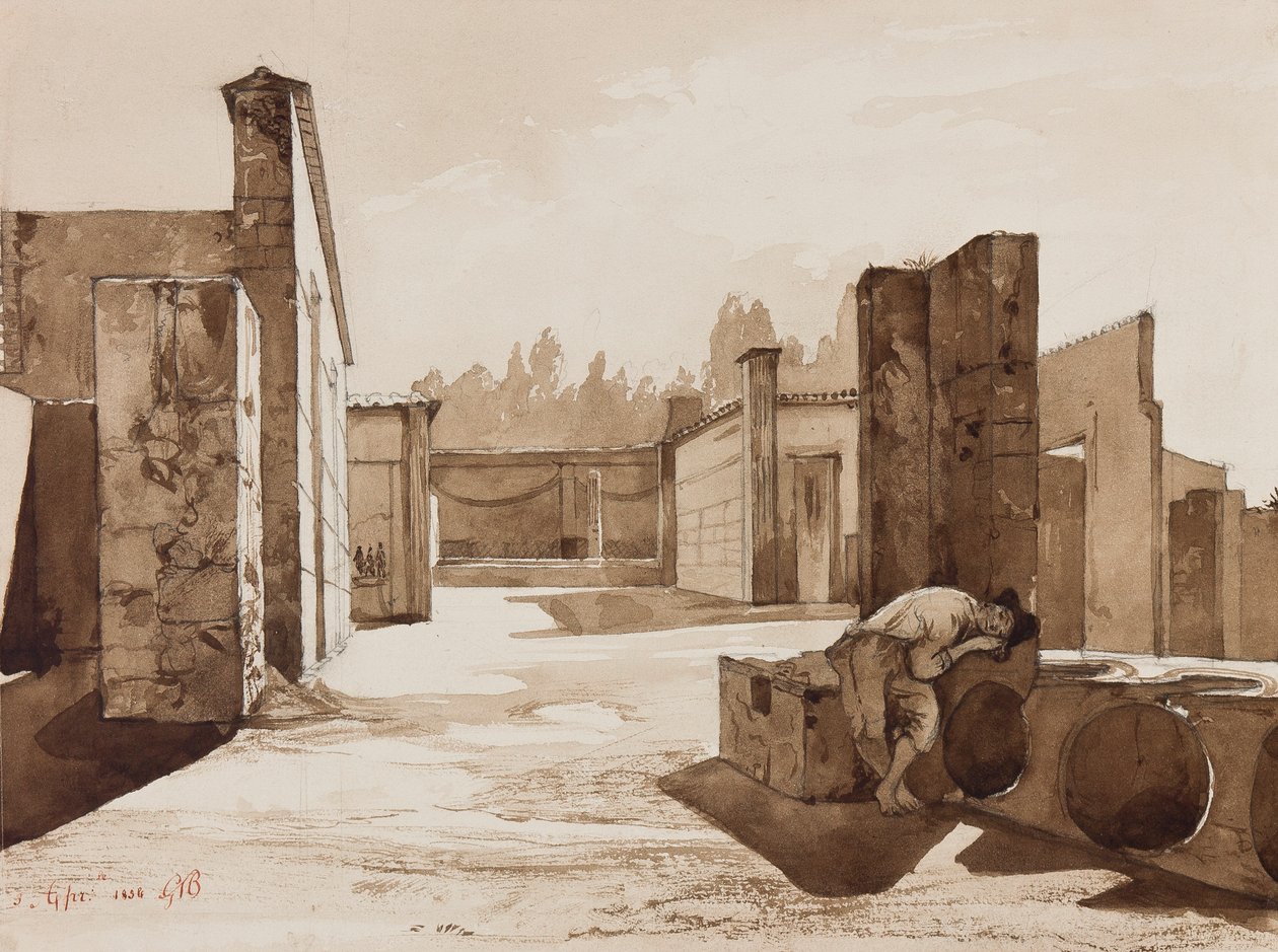 A Pompeian View, with additions by Prince Gaetano Maria Federico di Borbone by Achille Vianelli