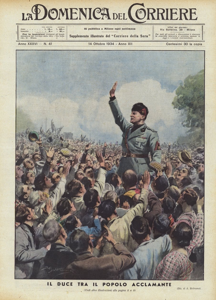 The Duce Among the Acclaiming People by Achille Beltrame