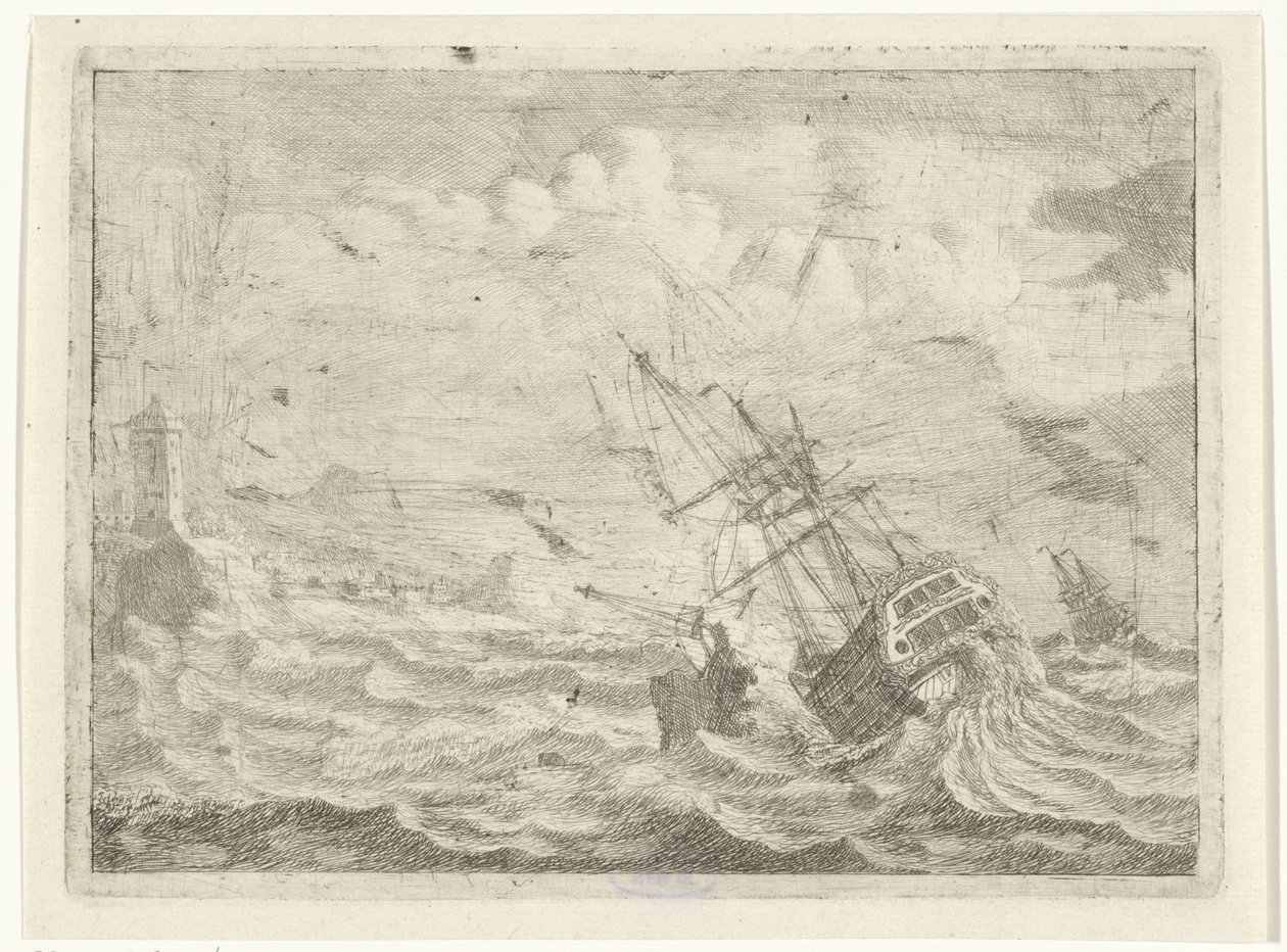 Seascape with Ship in Distress by Adam Silo