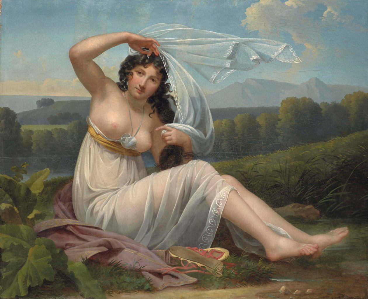 Young Woman Sitting in a Landscape by Adèle Varillat