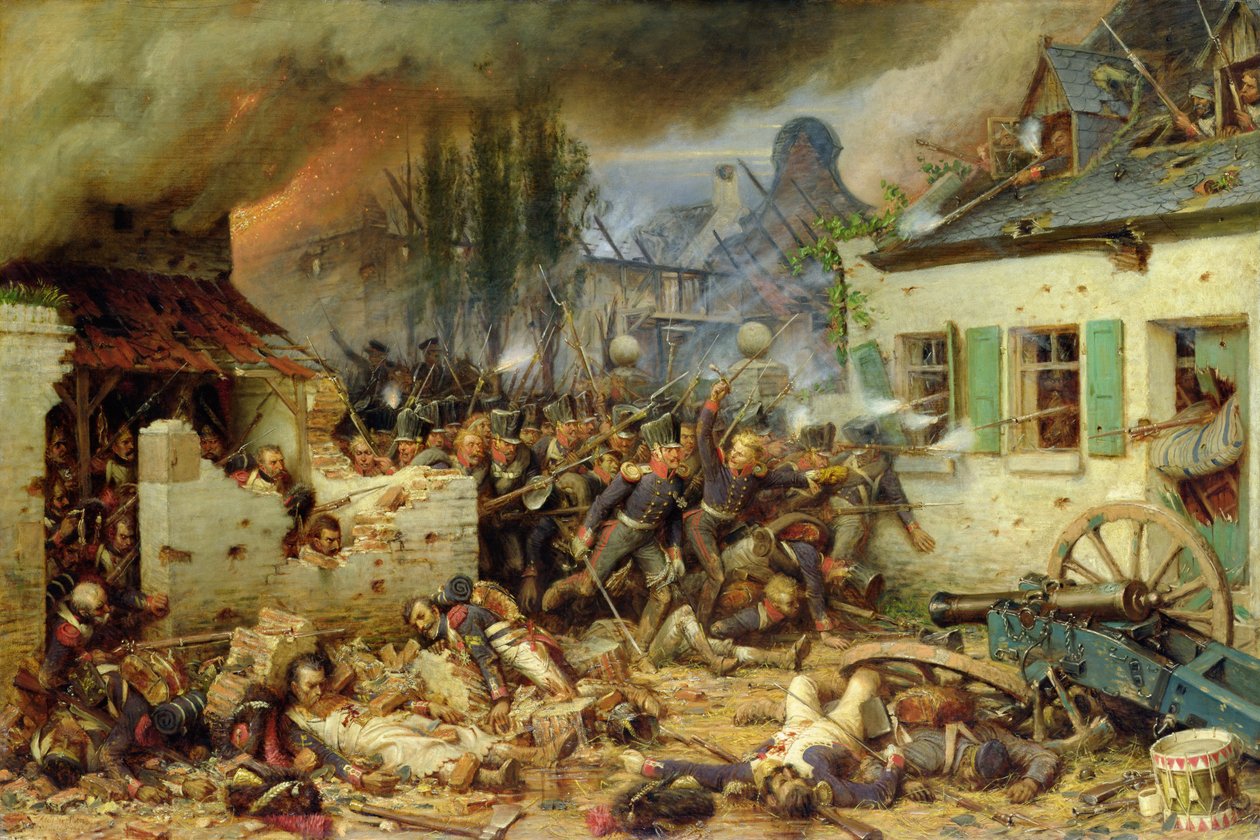 Attacking the Prussians in Plancenoit in the Battle of Waterloo, 1863 by Adolf Northern