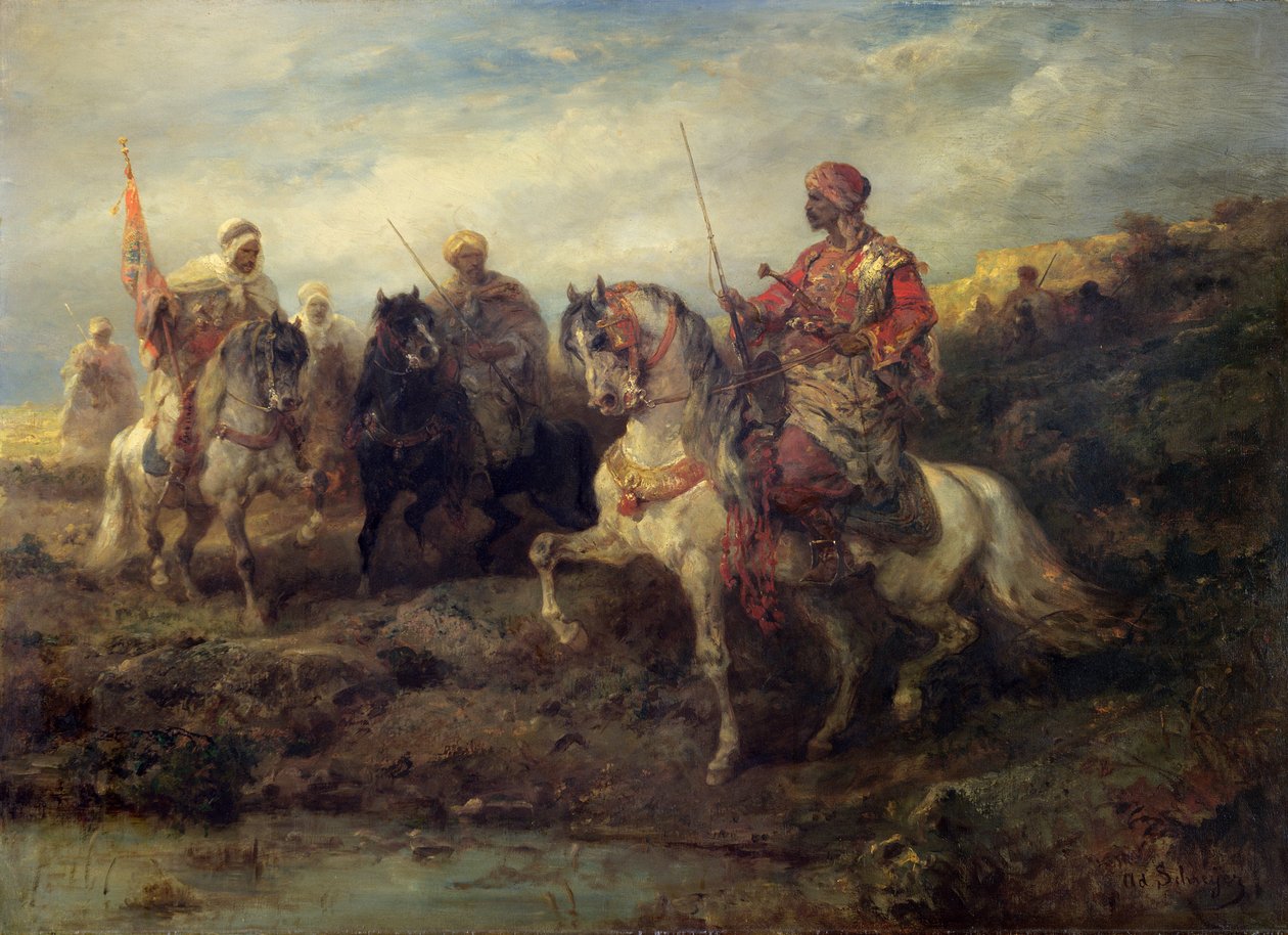 Arab Warriors on Horseback by Adolf Schreyer