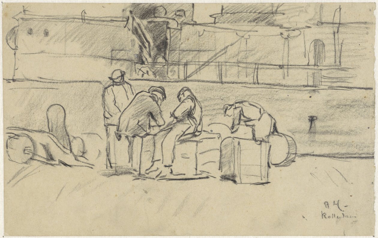 Workers at the Quay in Rotterdam by Adolf le Comte