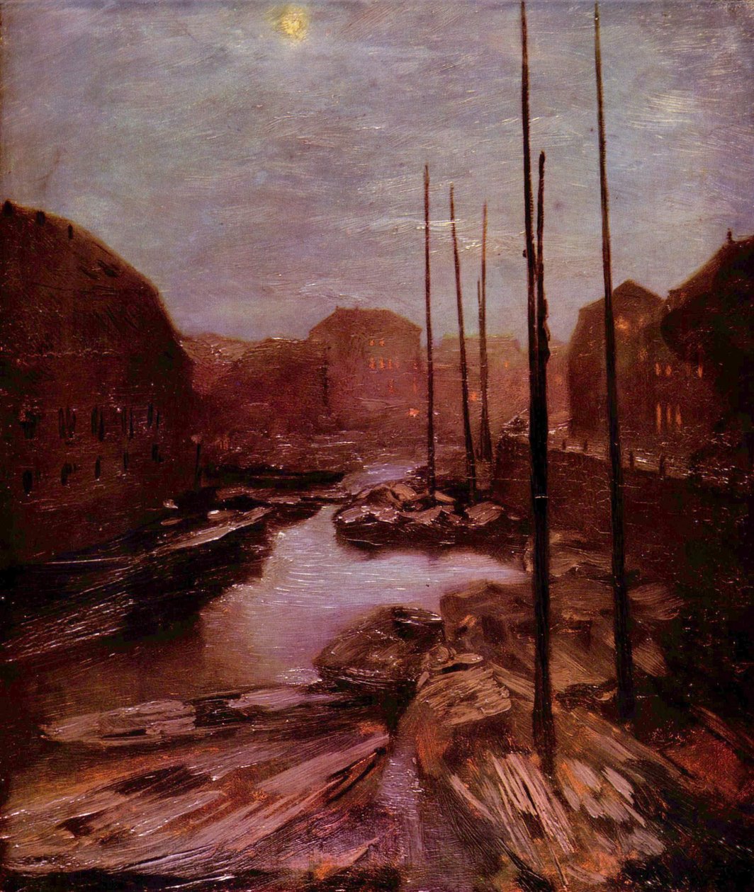 Friedrichsgracht by Moonlight by Adolph Menzel