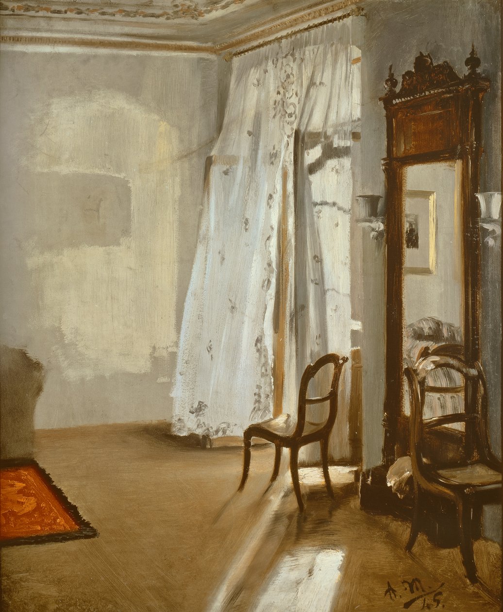 Room with balcony by Adolph Menzel
