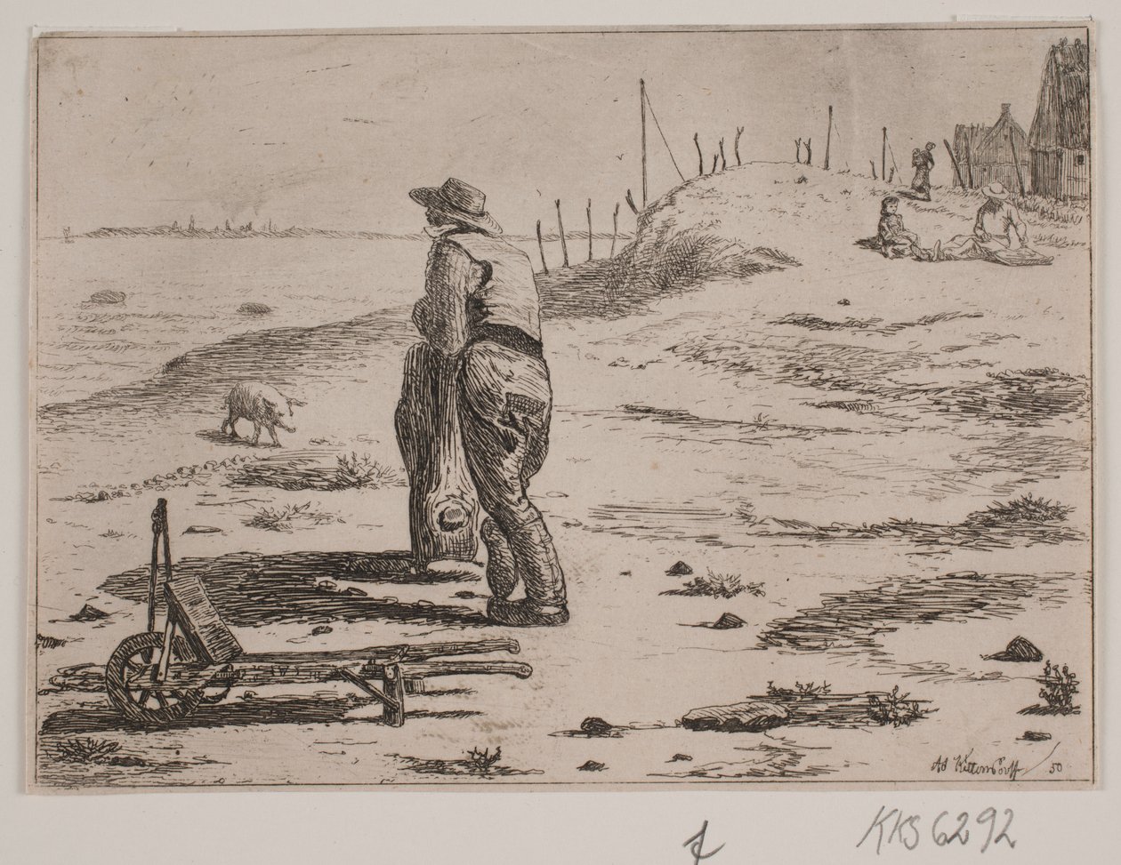 Coastal Scene with Standing Fisherman by Johan Adolph Kittendorff