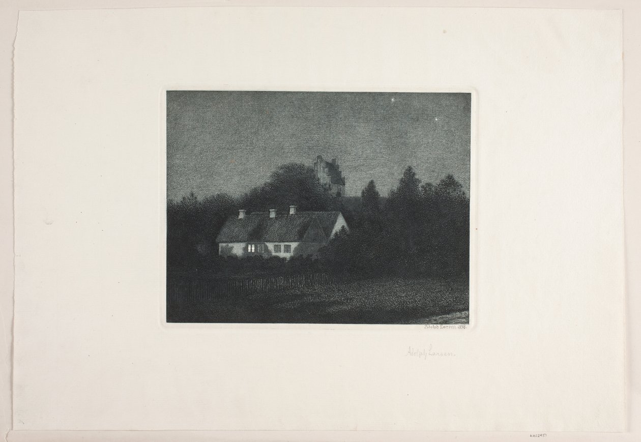 Moonlit Evening in the Village of Borup by Adolph Larsen