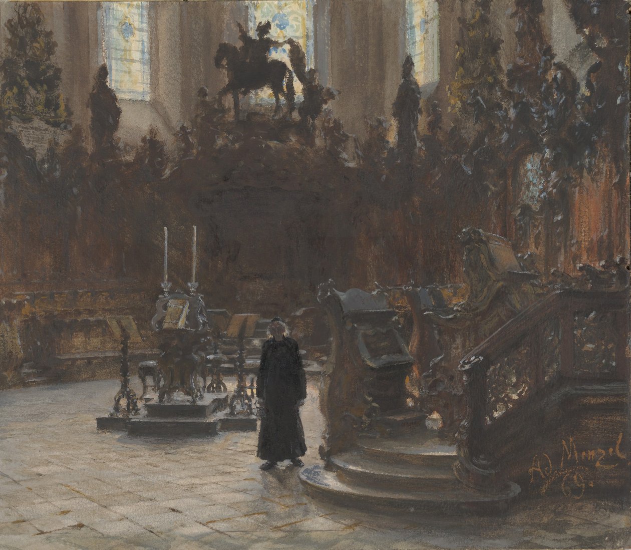 The Choirstalls in the Mainz Cathedral, 1869 by Adolph Menzel
