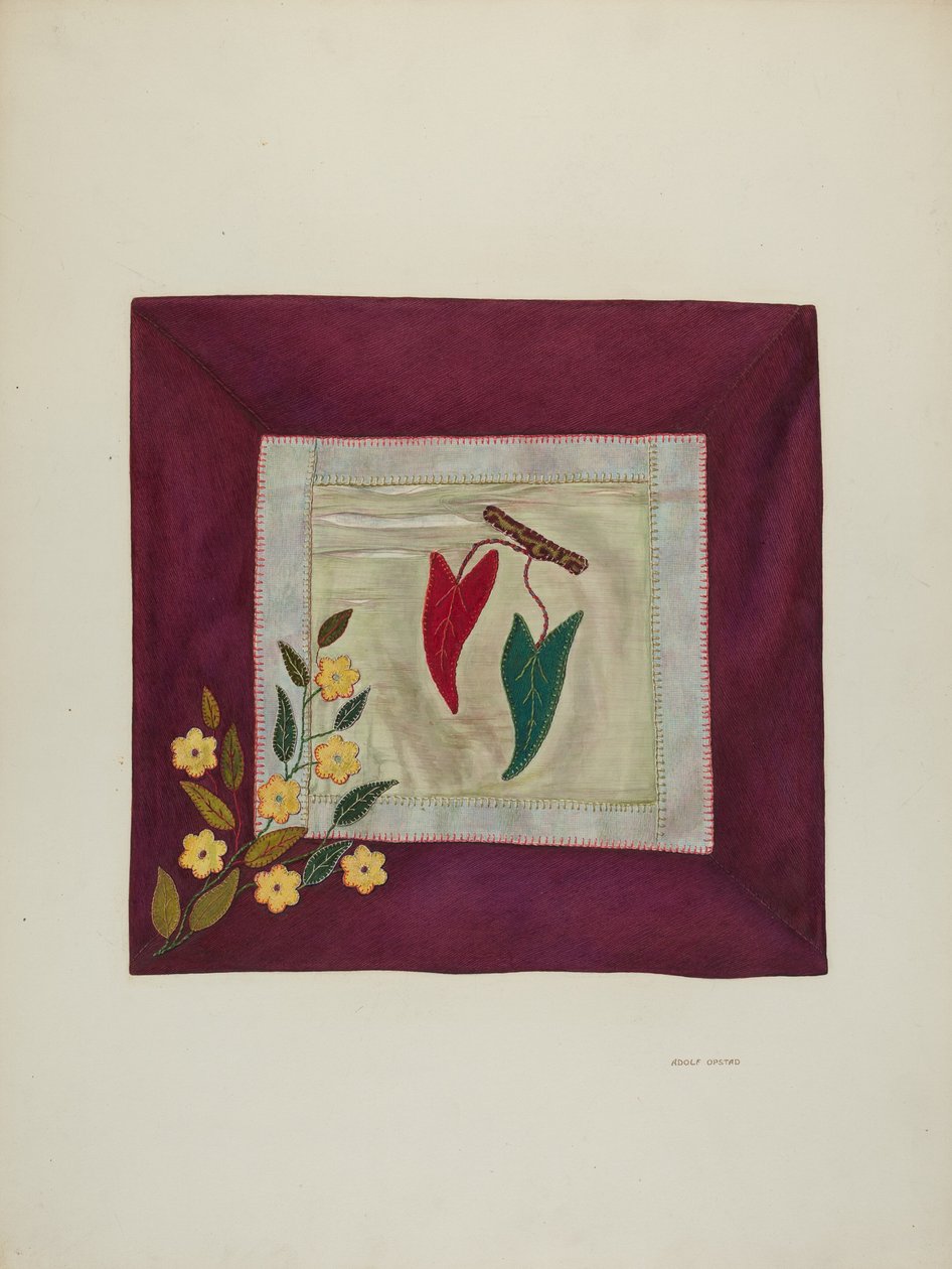 Applique Coverlet (detail), 1941 by Adolph Opstad