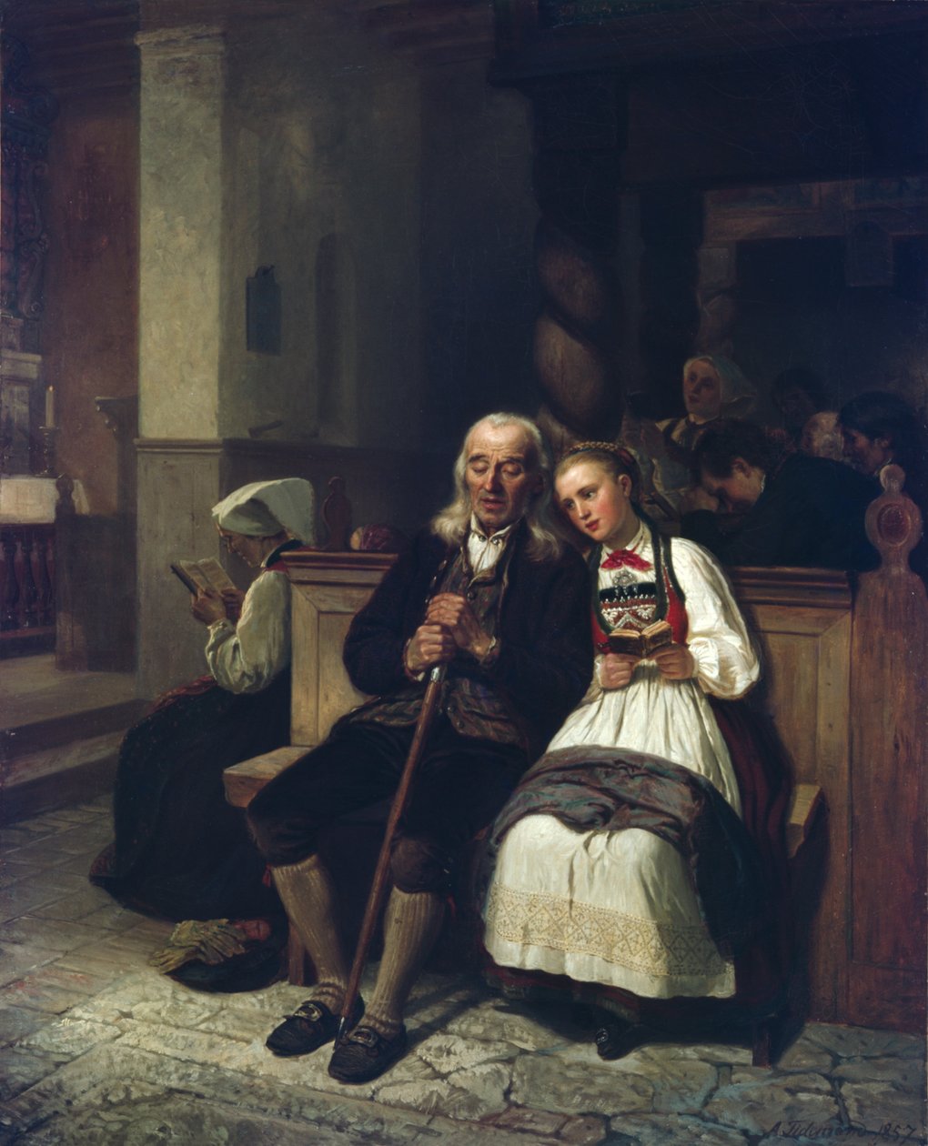 The Blind and His Daughter by Adolph Tidemand