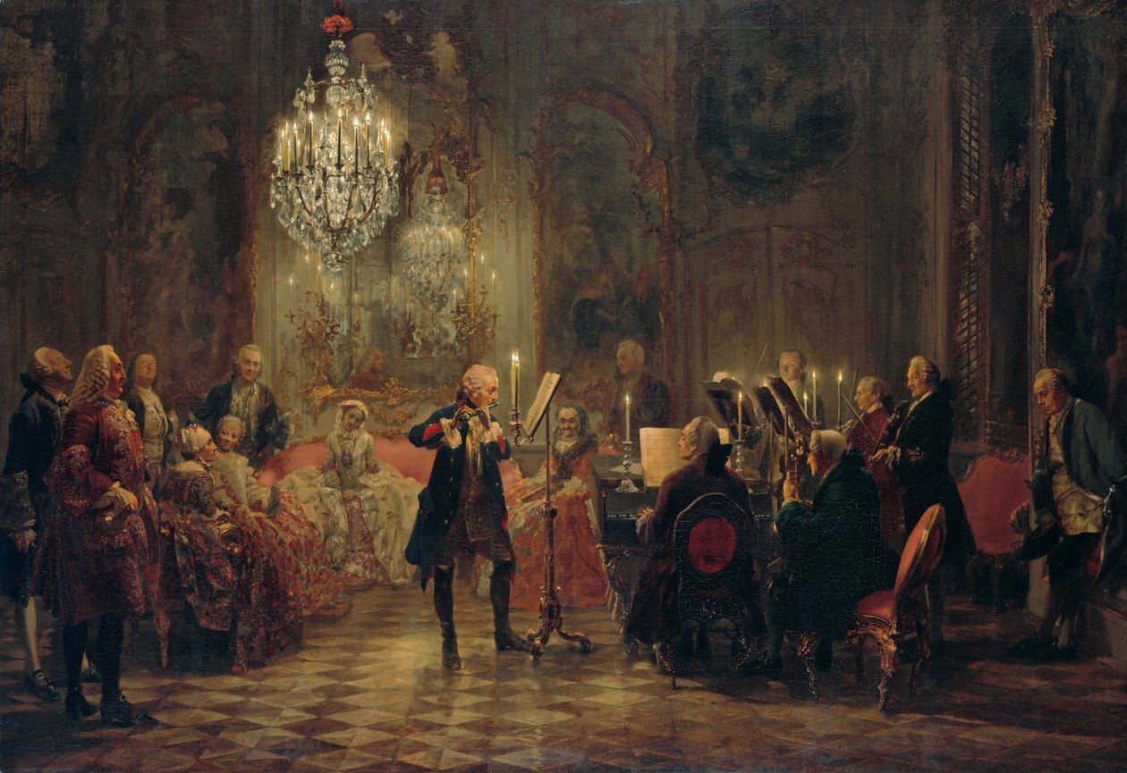 Flute Concert of Frederick the Great in Sanssouci by Adolph Menzel