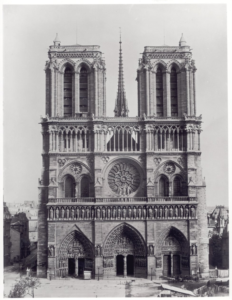 Facade of Notre-Dame, Paris by Adolphe Giraudon