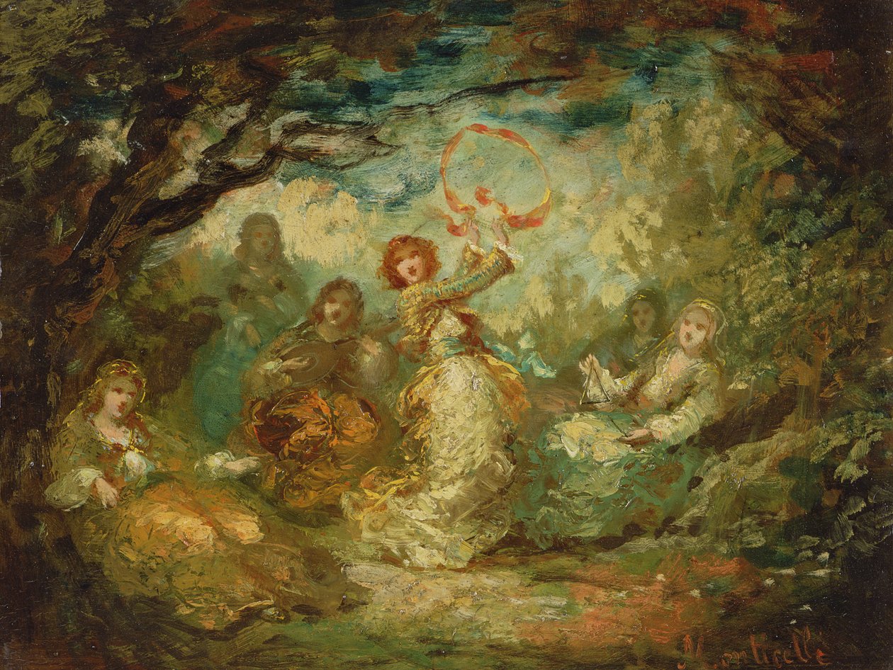 Gypsies Dancing by Adolphe Joseph Thomas Monticelli