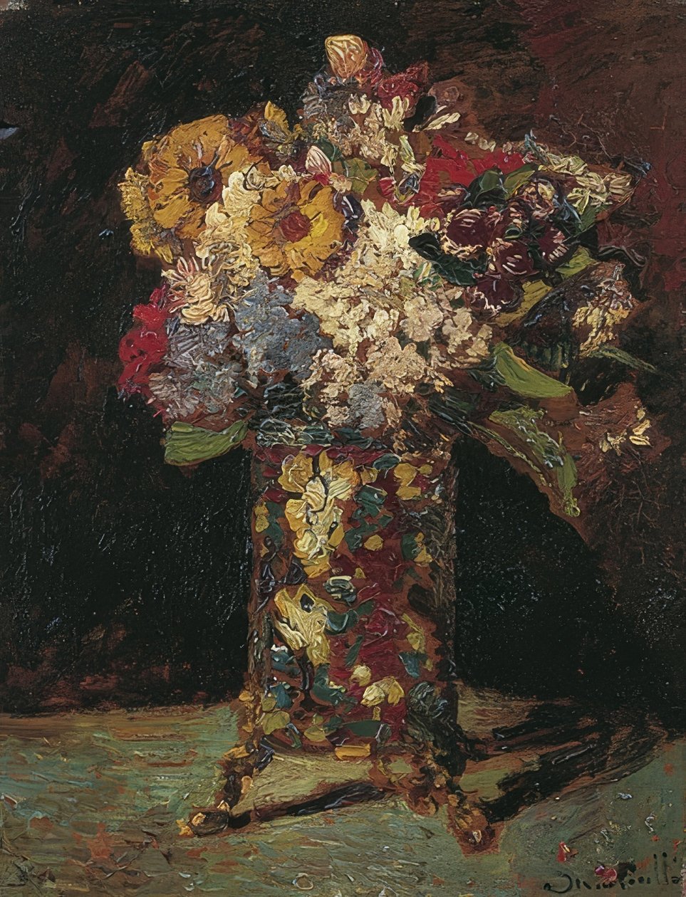Still Life with Flowers by Adolphe Joseph Thomas Monticelli