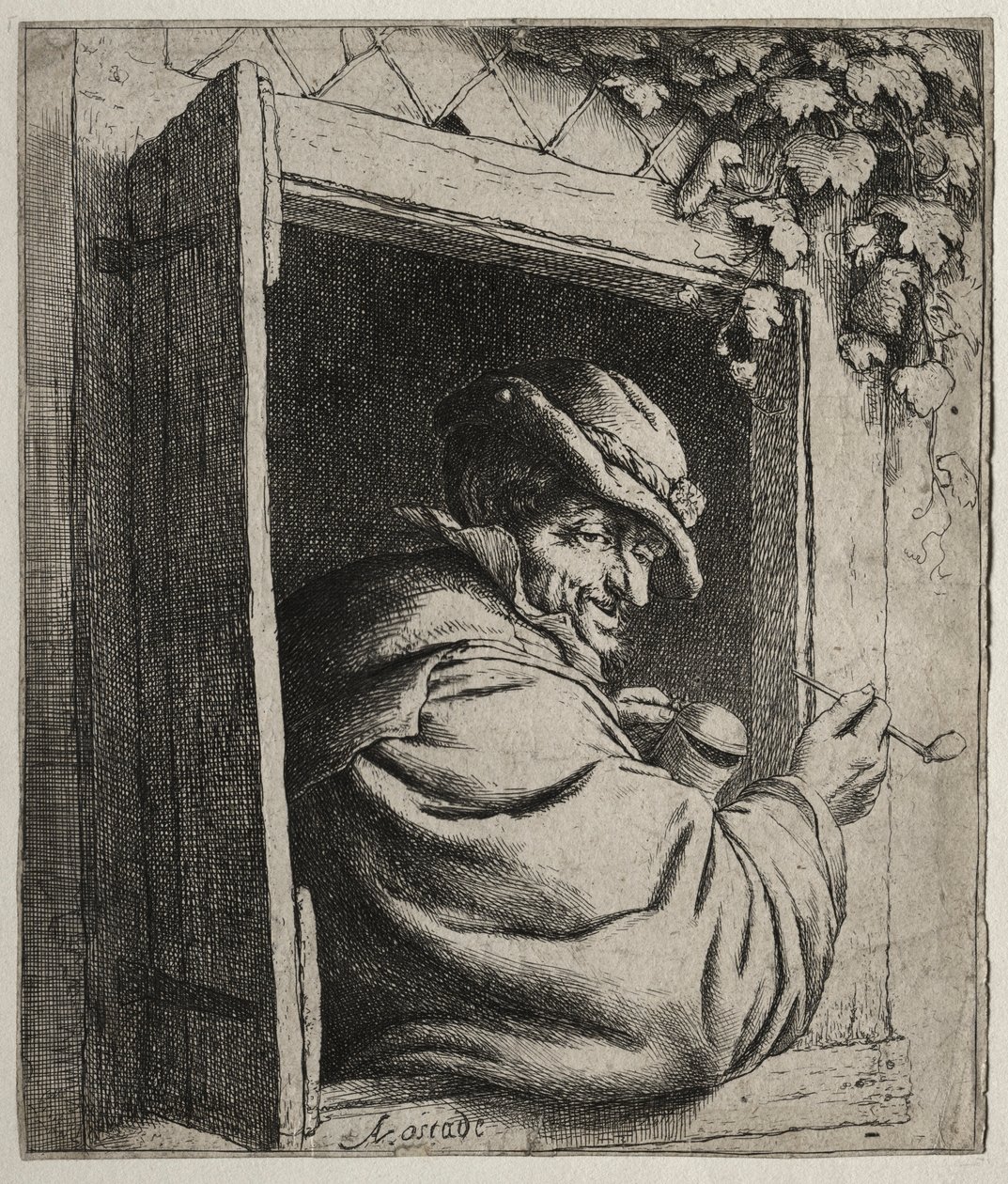 The Smoker at the Window by Adriaen Jansz. van Ostade