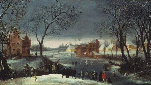 Winter Landscape with Skaters by Adriaen van Stalbemt