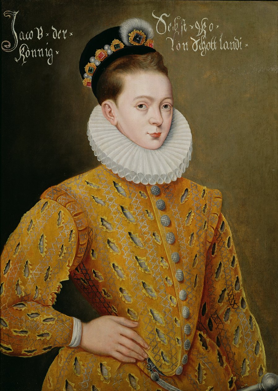 Portrait of James I of England and James VI of Scotland (1566-1625), purported to be the Marriage Portrait Sent to the Danish Court to Seduce Anne, his Future Wife by Adrian Vanson
