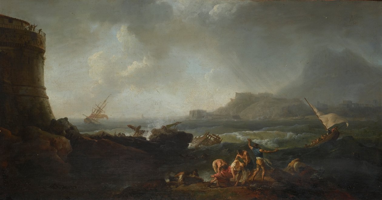 A Shipwreck in Stormy Seas by Adrien Manglard
