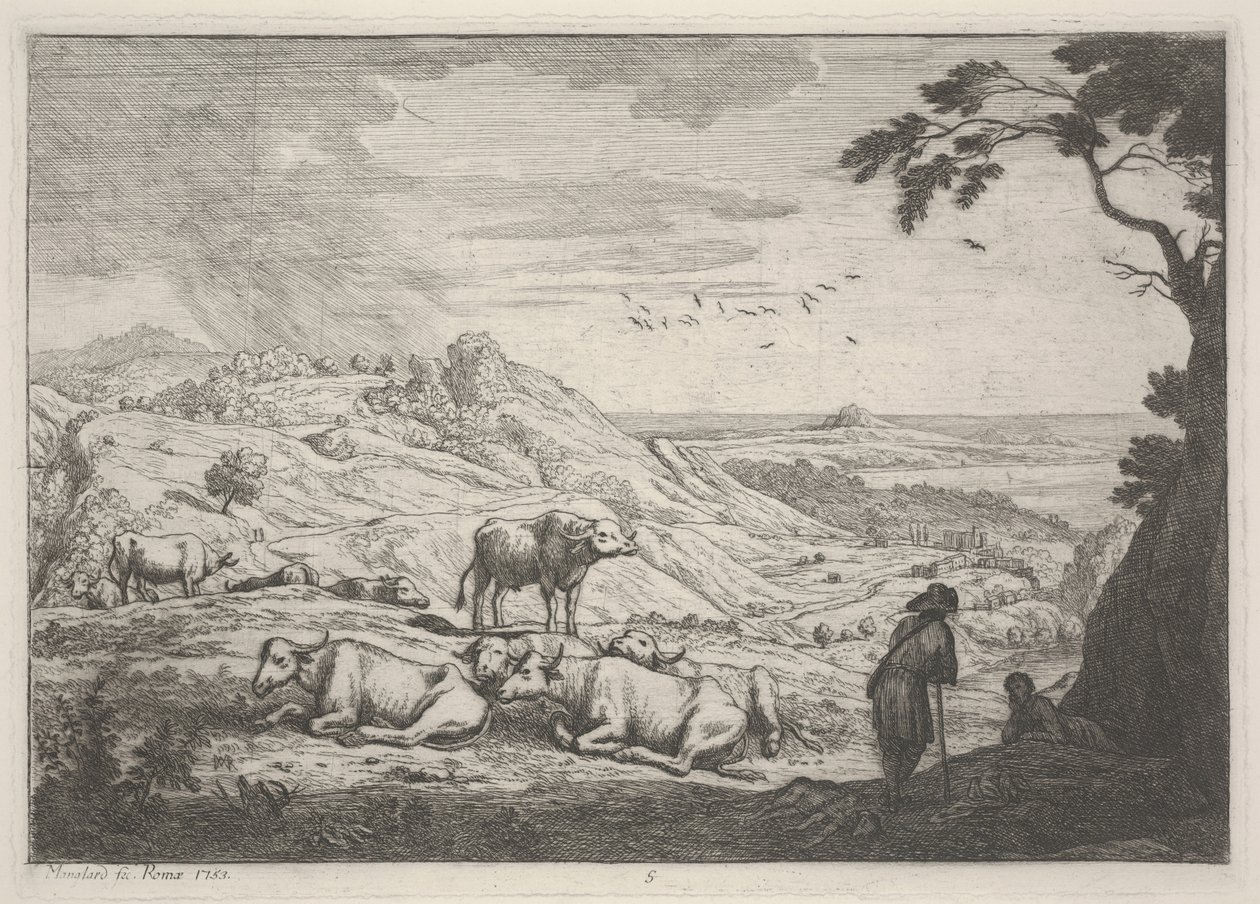 Landscape with Cows by Adrien Manglard