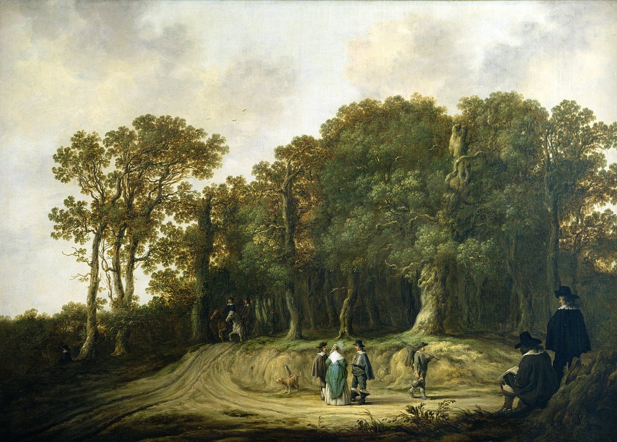 A Wooded Landscape with the Artist Sketching by Aelbert Cuyp