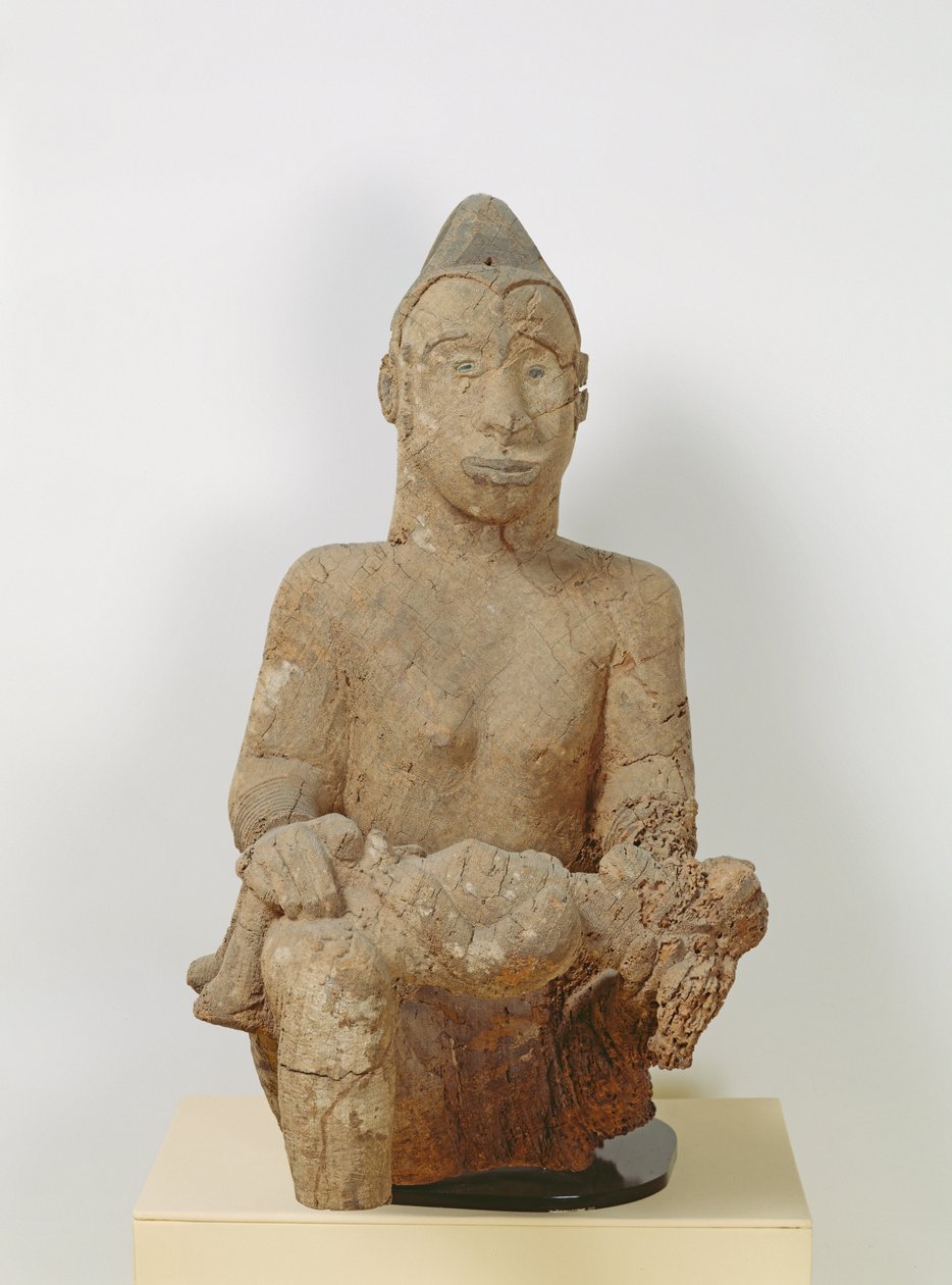 Ibo Statue of a Woman with a Child by African