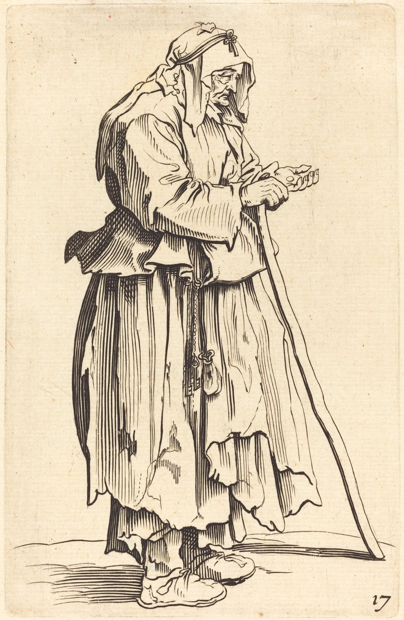 Beggar Woman Receiving Charity by After Jacques Callot