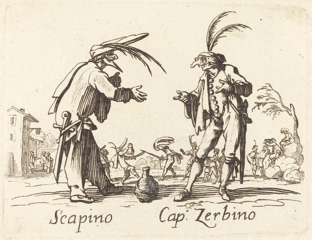 Scapino and Cap. Zerbino by After Jacques Callot