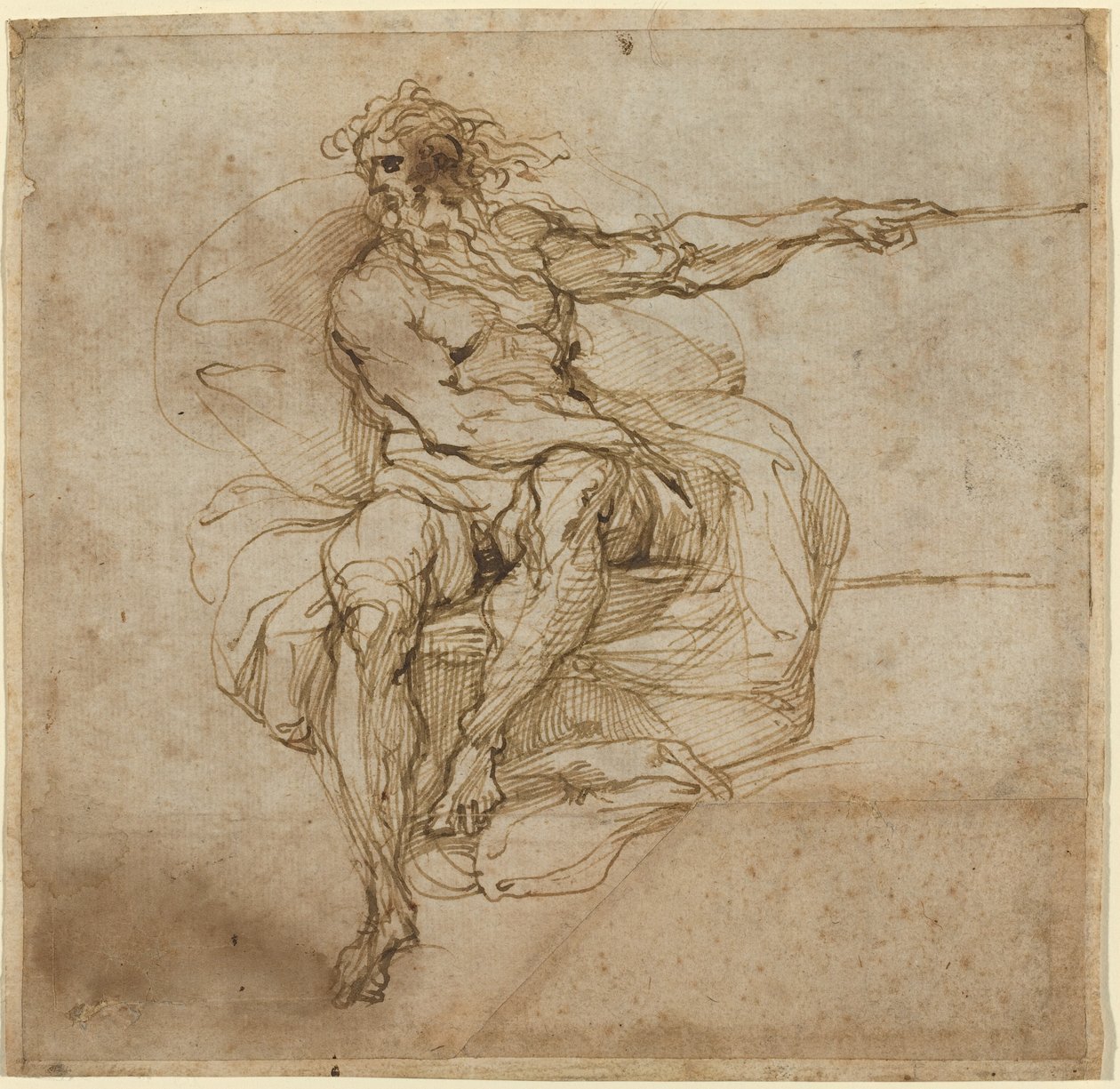 Seated Male Nude by Agostino Carracci