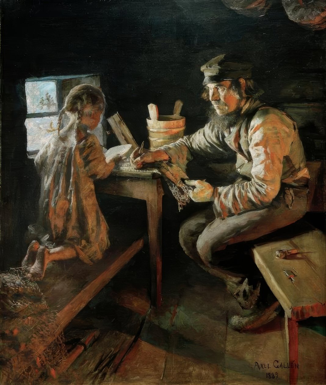 First Lesson by Akseli Valdemar Gallen Kallela