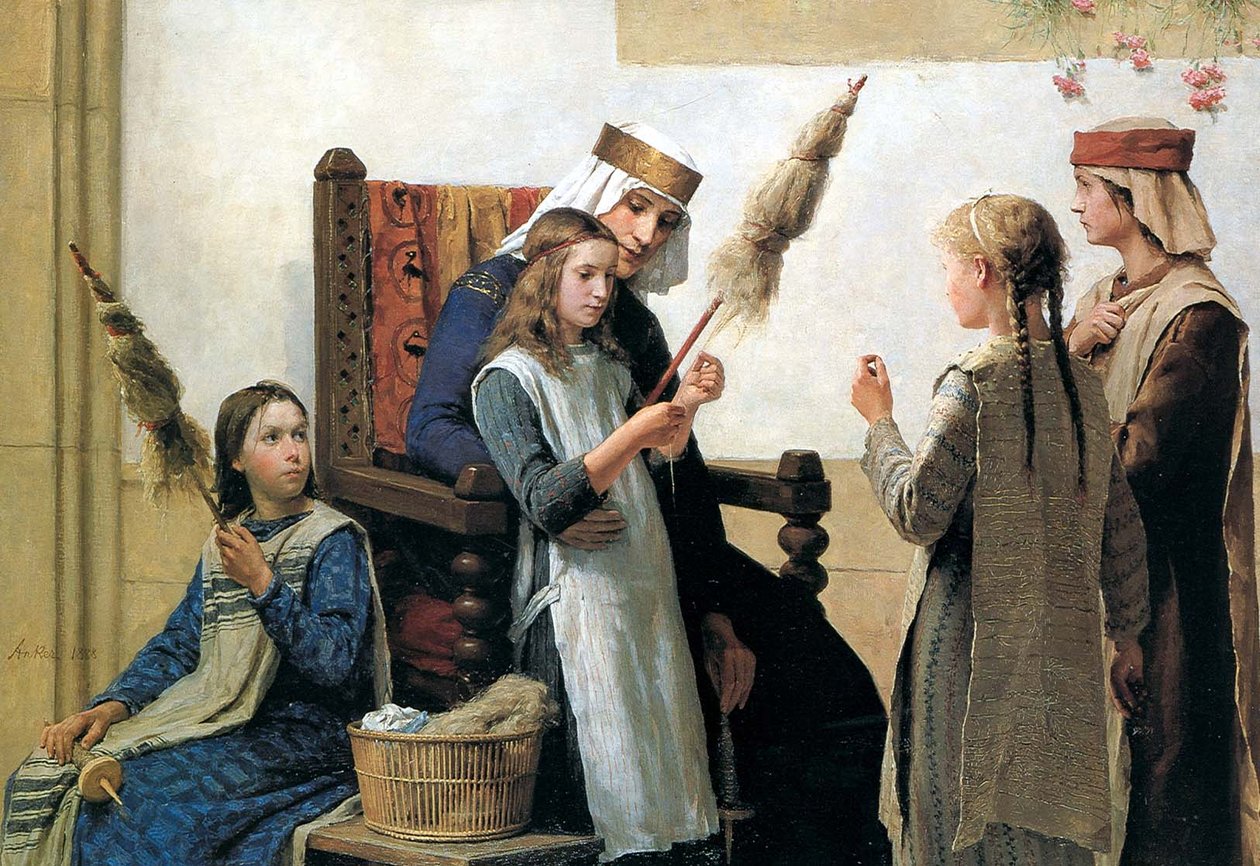Queen Bertha and the Spinners by Albert Anker