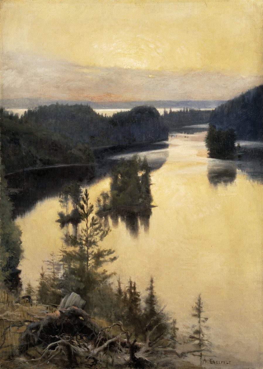 Kaukola Ridge at Sunset by Albert Gustaf Aristides Edelfelt