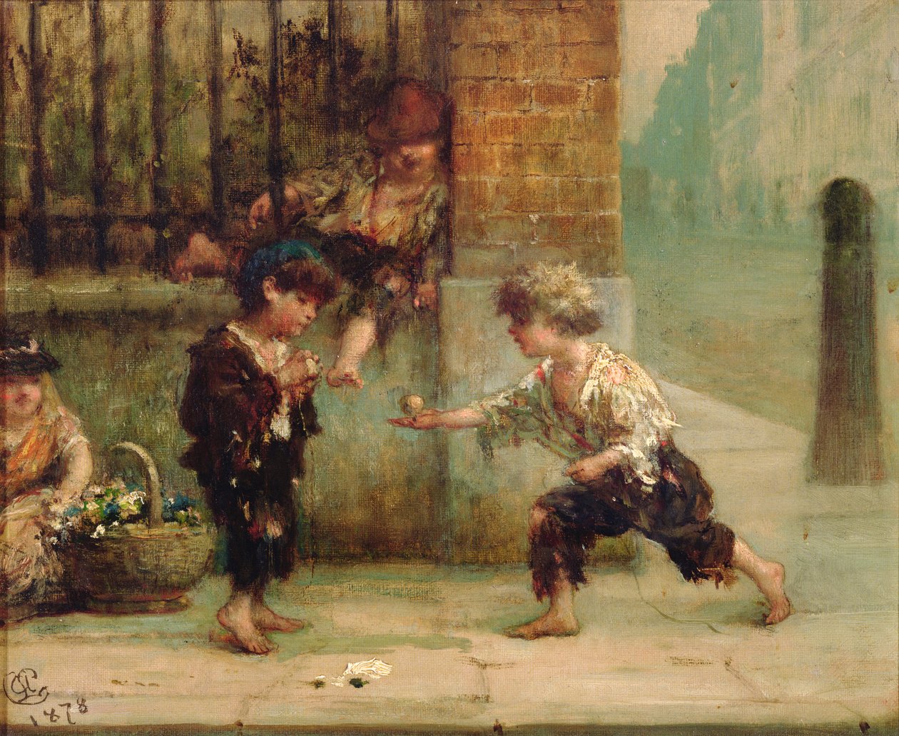 Playing with a Top by Albert Snr. Ludovici