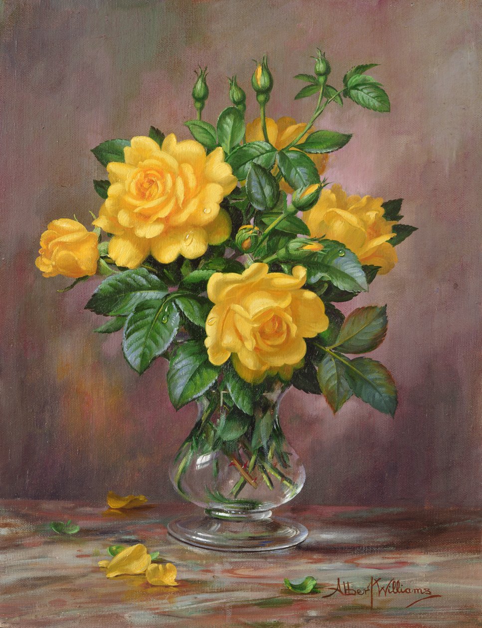 Radiant Yellow Roses by Albert Williams