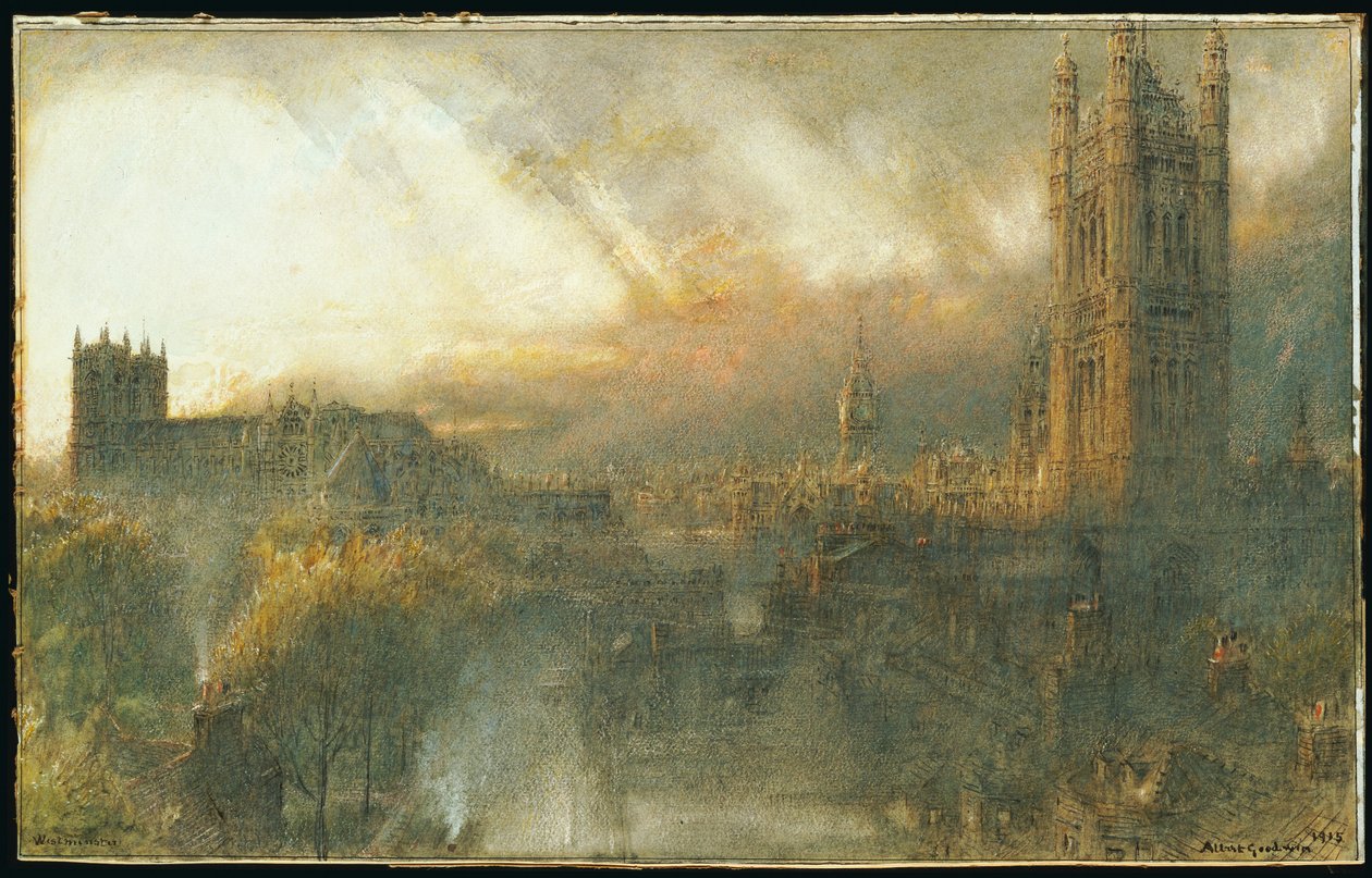 Westminster from a House Top by Albert Goodwin