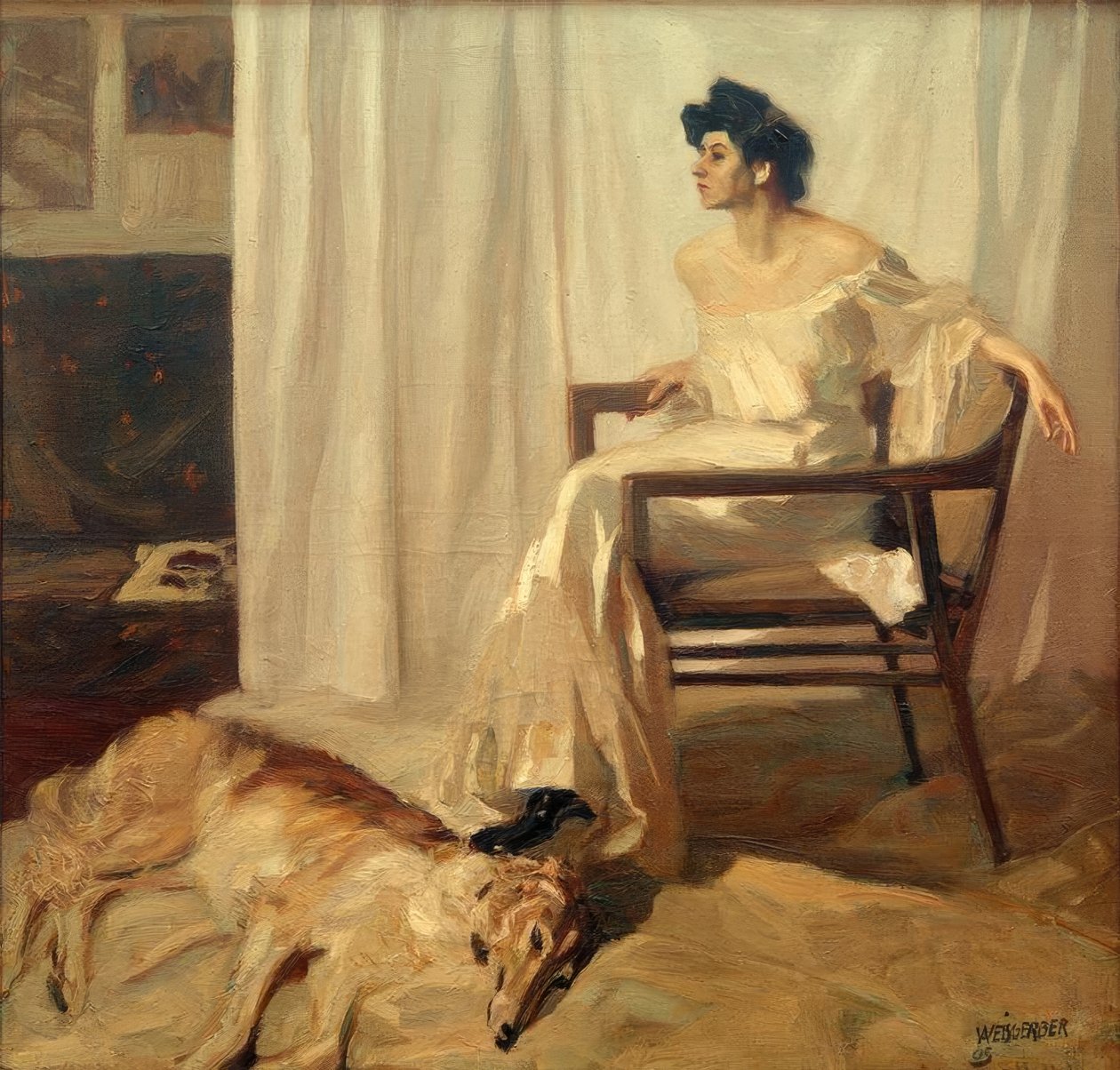 Lady with Greyhound by Albert Weisgerber